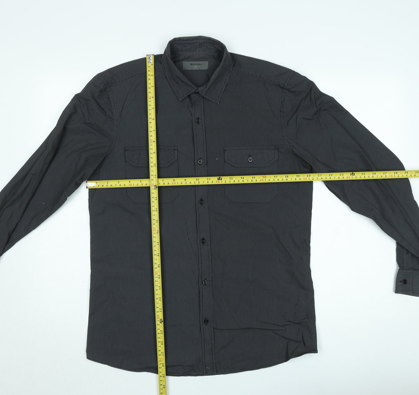 Burton Men's Black Striped Long Sleeve Button-Up Shirt Size M