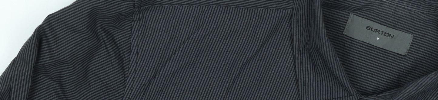 Burton Men's Black Striped Long Sleeve Button-Up Shirt Size M