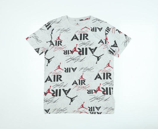 Additional front view of Jordan Teens White Graphic Print T-Shirt XL Sports Style