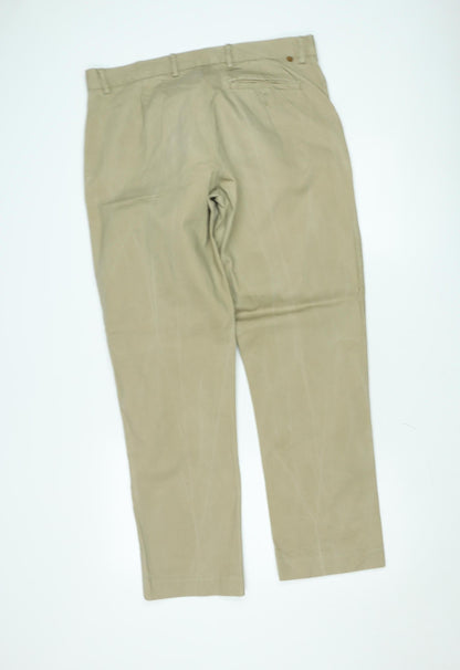 Farah Classic Men's Beige Chino Trousers 36W 30L Cotton Straight Fit