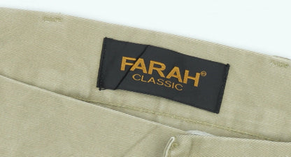 Farah Classic Men's Beige Chino Trousers 36W 30L Cotton Straight Fit