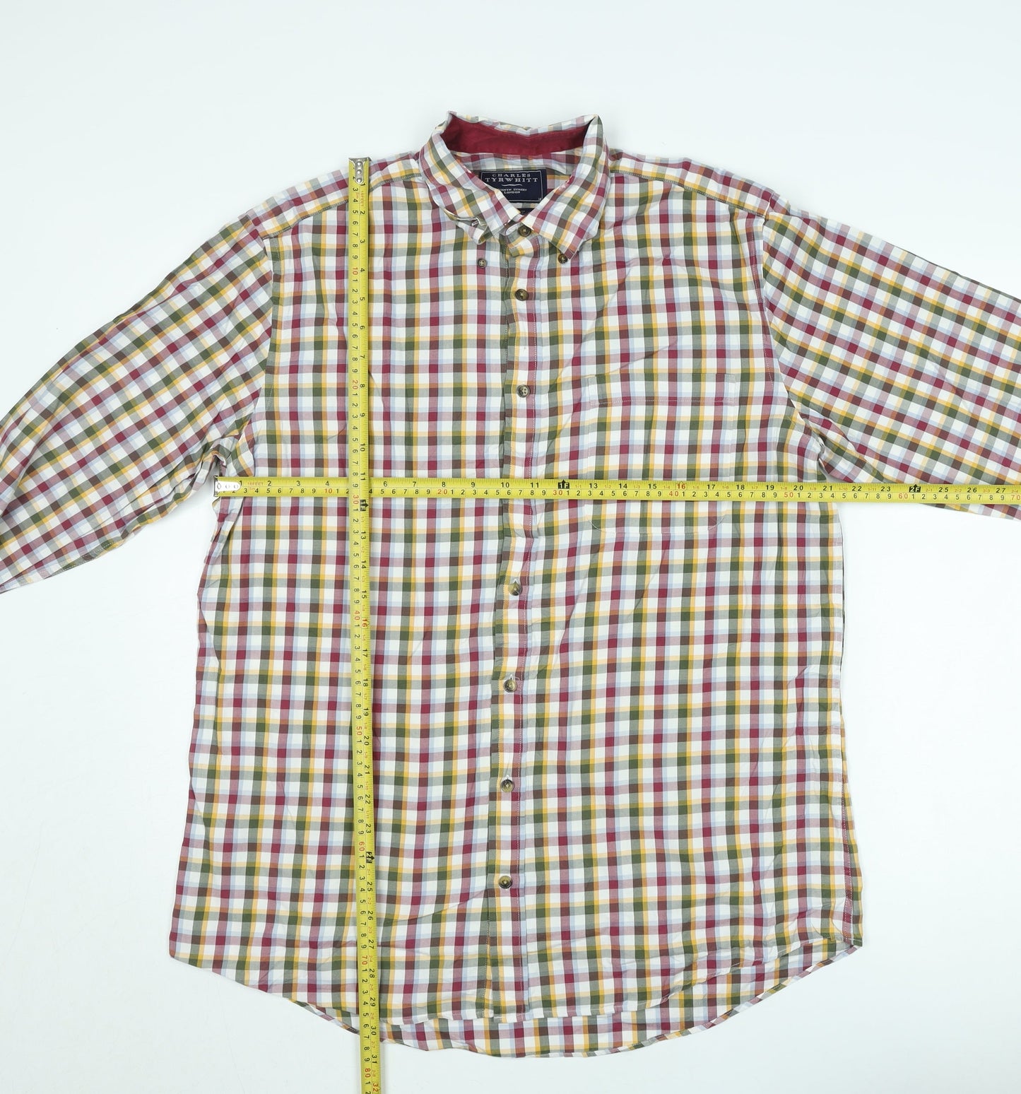 Charles Tyrwhitt Men's Multicoloured Check Long Sleeve Classic Fit Shirt M