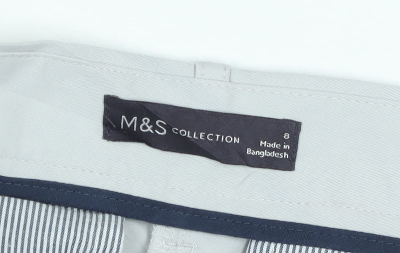 Marks and Spencer Men's Grey Regular Fit Chino Trousers Size 8
