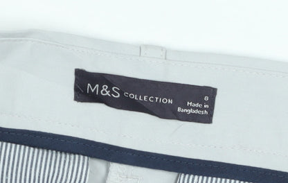 Marks and Spencer Men's Grey Regular Fit Chino Trousers Size 8