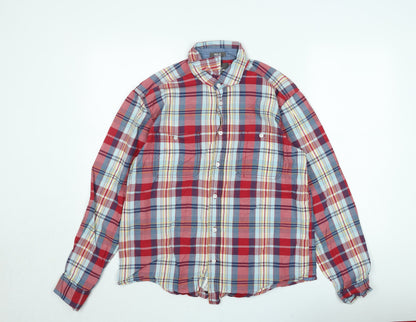 H&M L.O.G.G Men's Red Check Cotton Long Sleeve Button-Up Shirt M