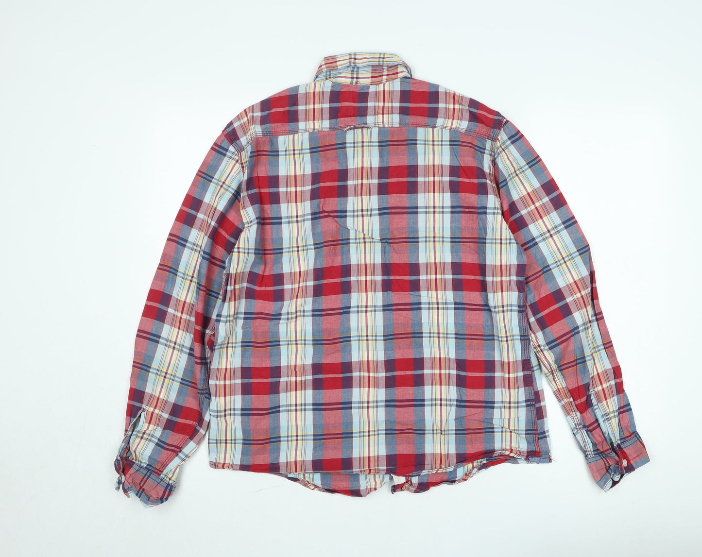 H&M L.O.G.G Men's Red Check Cotton Long Sleeve Button-Up Shirt M
