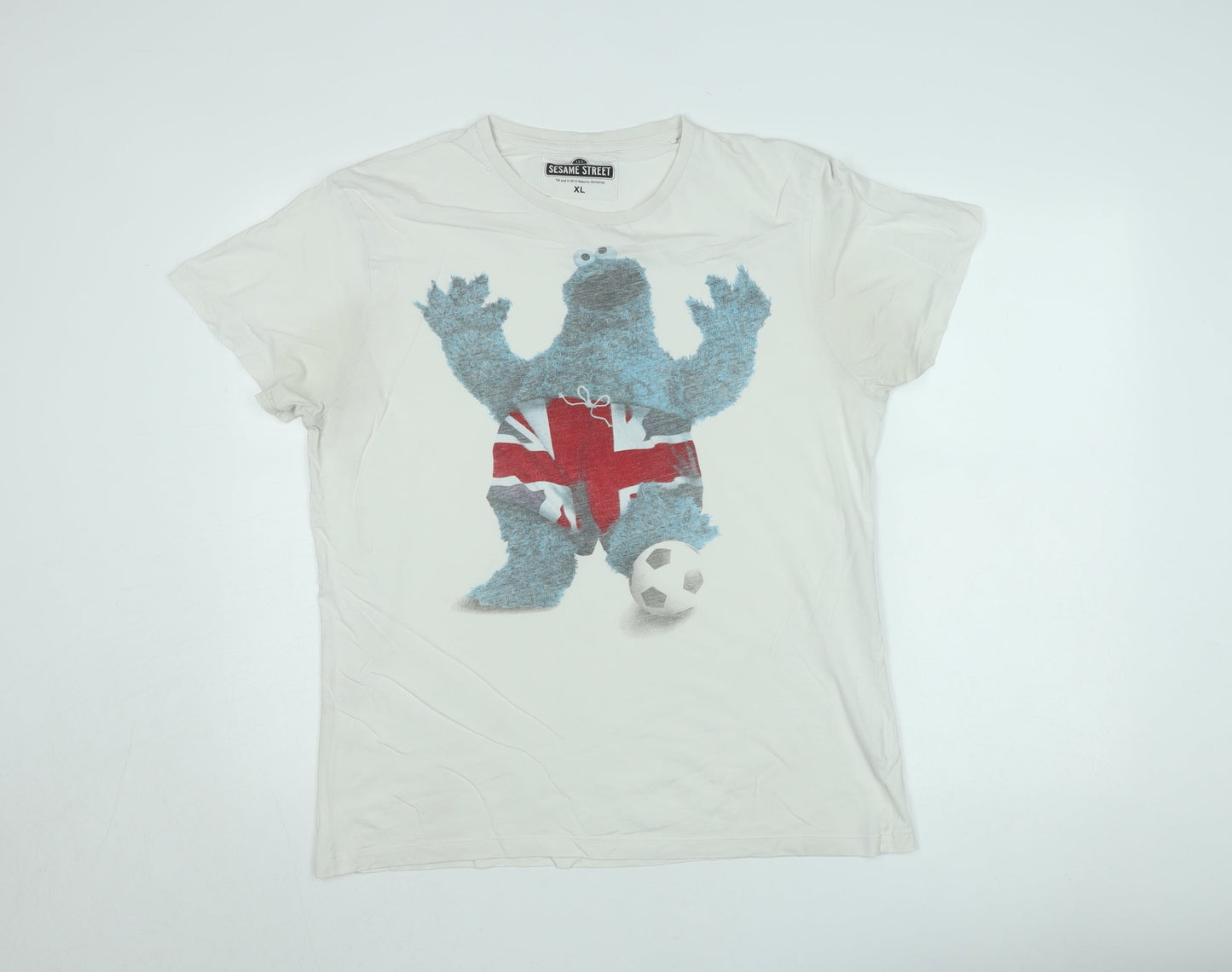 Sesame Street Women’s White Cookie Monster Graphic T-Shirt XL