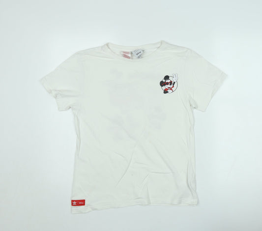 adidas Disney Teens White Cotton Graphic T-Shirt L