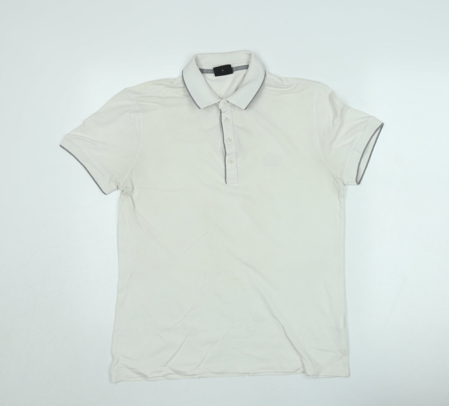 Hugo Boss Mens Ivory Pima Cotton Regular Fit Polo Shirt M