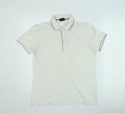 Hugo Boss Mens Ivory Pima Cotton Regular Fit Polo Shirt M
