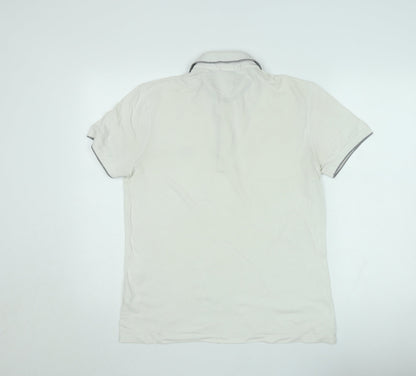 Hugo Boss Mens Ivory Pima Cotton Regular Fit Polo Shirt M