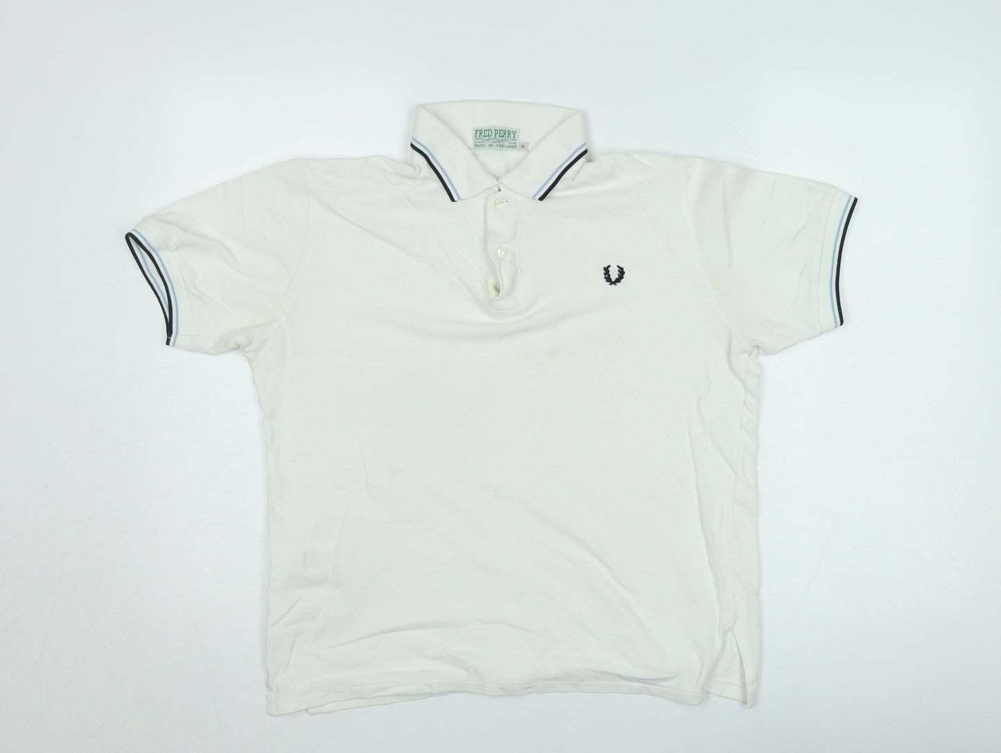 Fred Perry Men's White 36 Slim Fit Cotton Polo Shirt Made in England