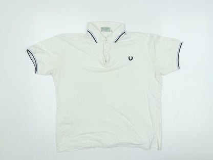 Fred Perry Men's White 36 Slim Fit Cotton Polo Shirt Made in England