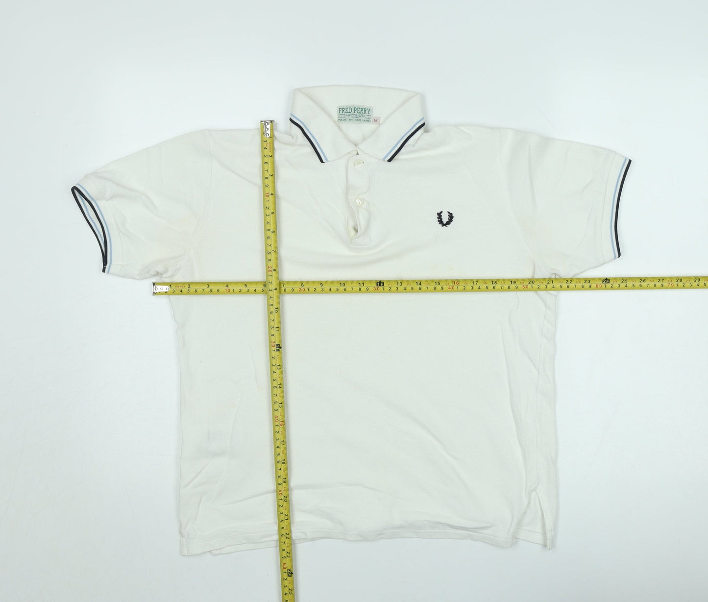 Fred Perry Men's White 36 Slim Fit Cotton Polo Shirt Made in England