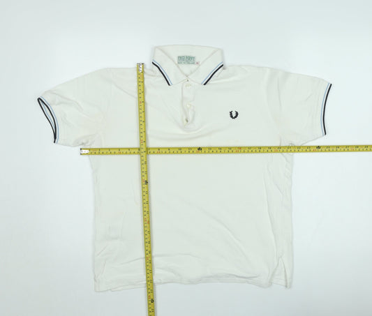 Fred Perry Men's White 36 Slim Fit Cotton Polo Shirt Made in England