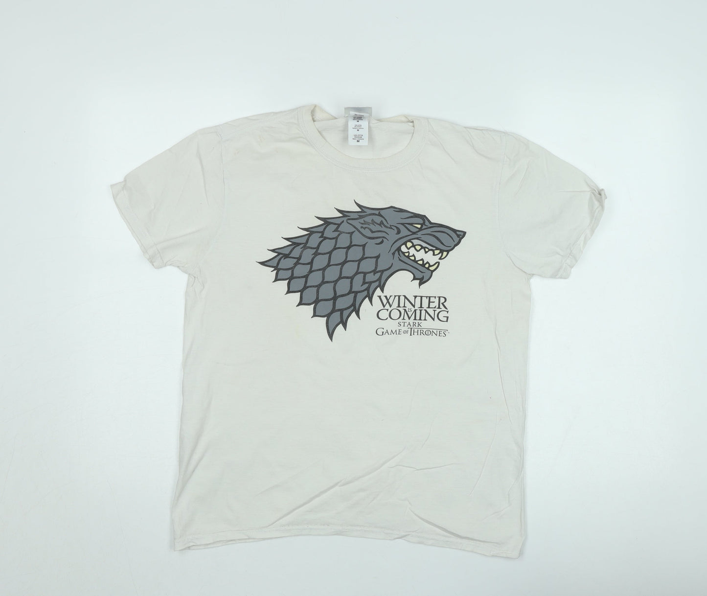Game of Thrones Men's Beige Short Sleeve Stark T-Shirt Medium
