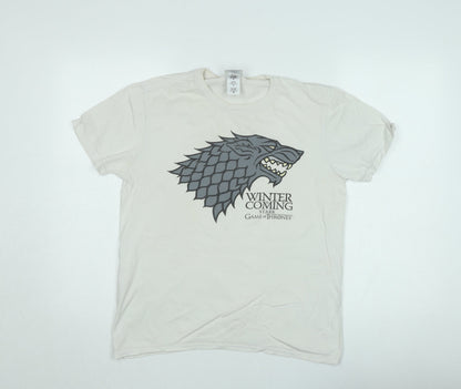 Game of Thrones Men's Beige Short Sleeve Stark T-Shirt Medium