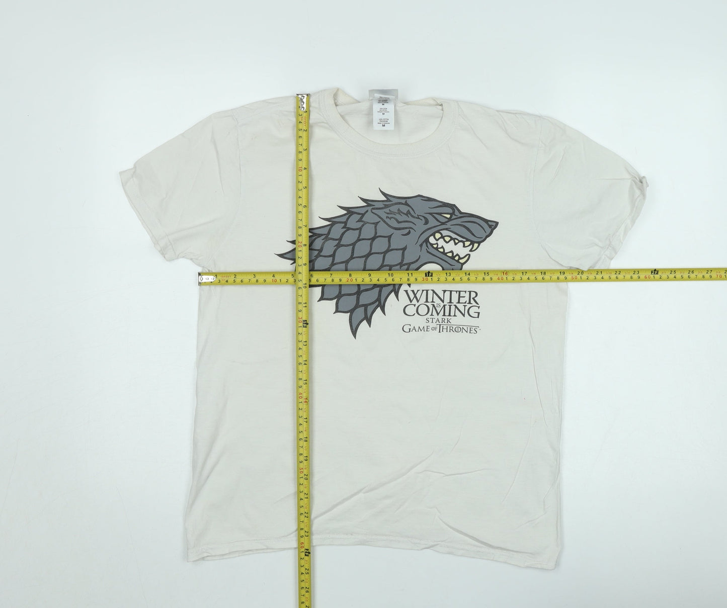 Game of Thrones Men's Beige Short Sleeve Stark T-Shirt Medium
