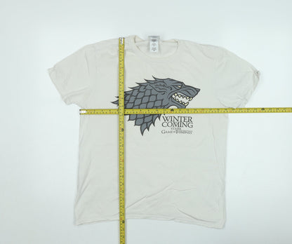 Game of Thrones Men's Beige Short Sleeve Stark T-Shirt Medium