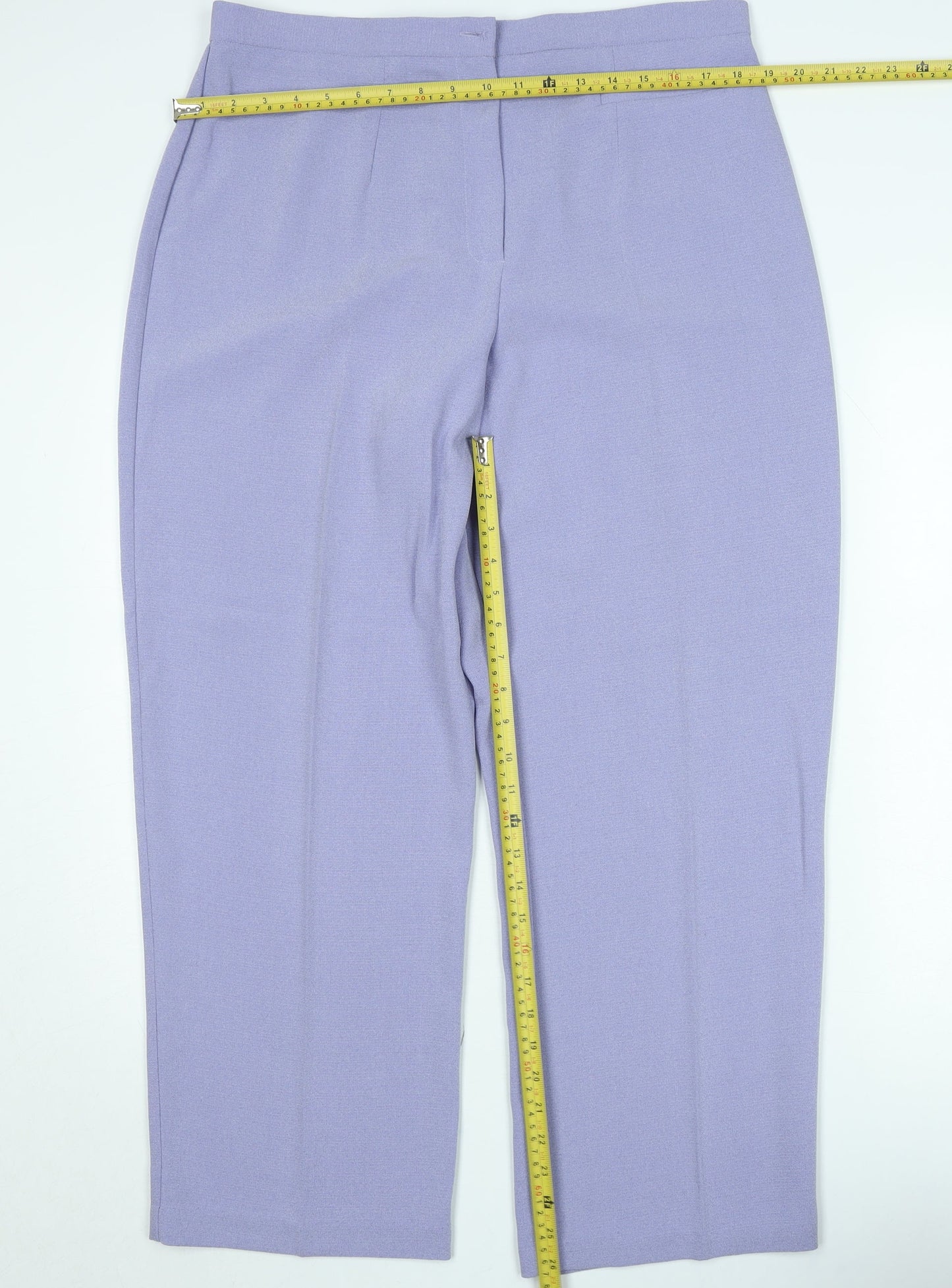Zeta Womens Purple Size 18 Straight Polyester Trousers