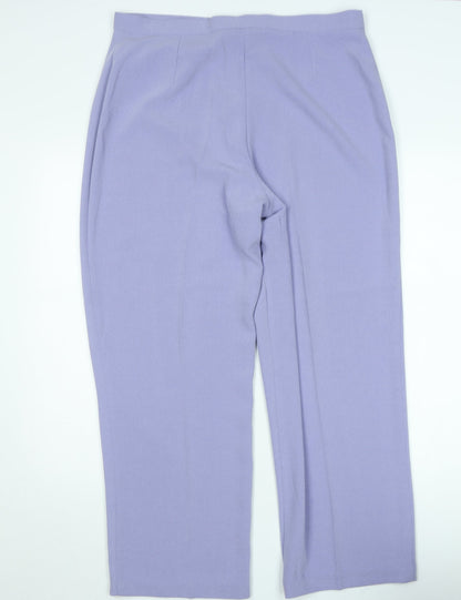 Zeta Womens Purple Size 18 Straight Polyester Trousers