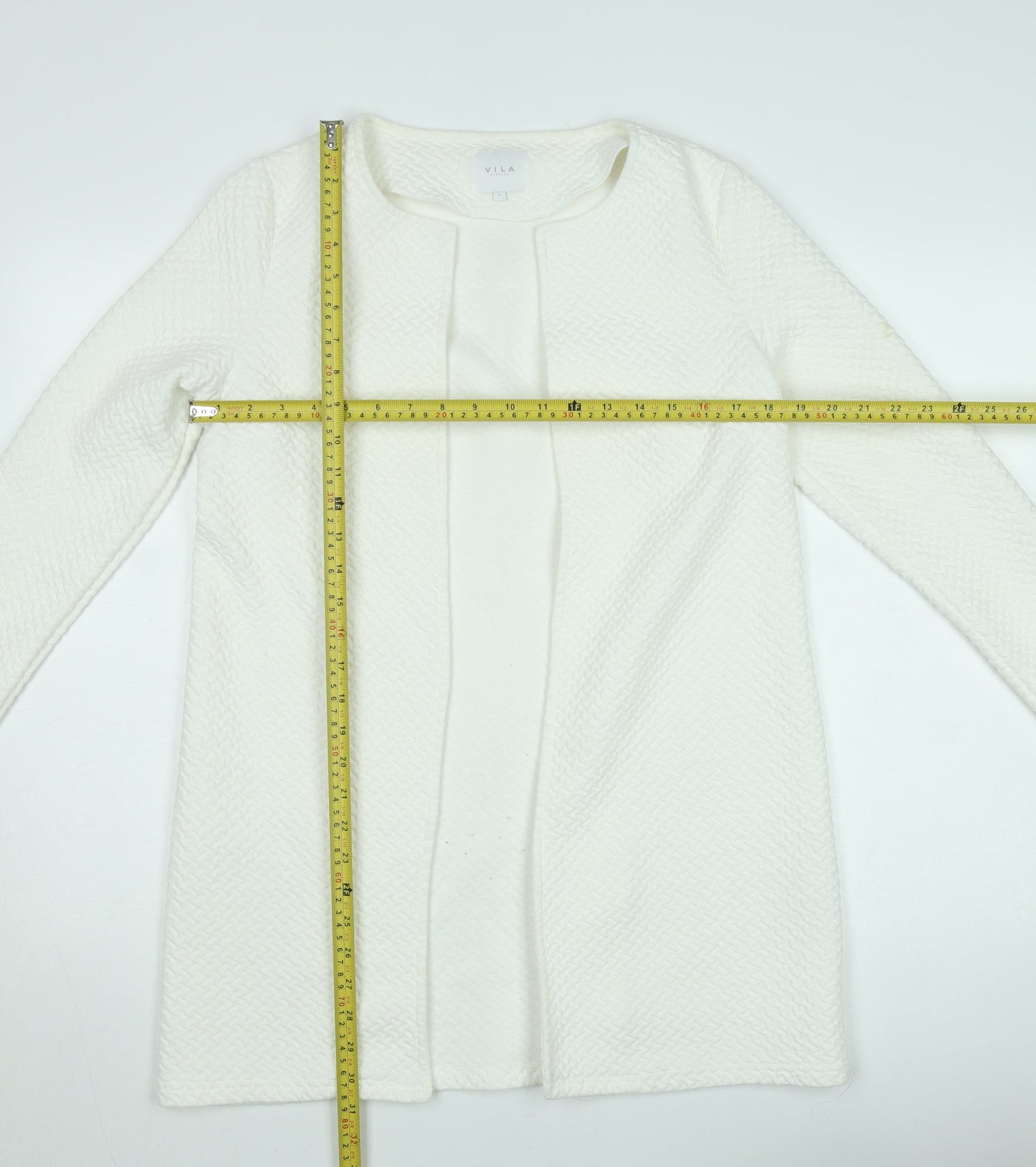 Vila Women Ivory Open Knit Long Sleeve Cardigan Size S