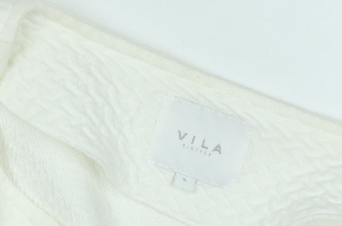 Vila Women Ivory Open Knit Long Sleeve Cardigan Size S