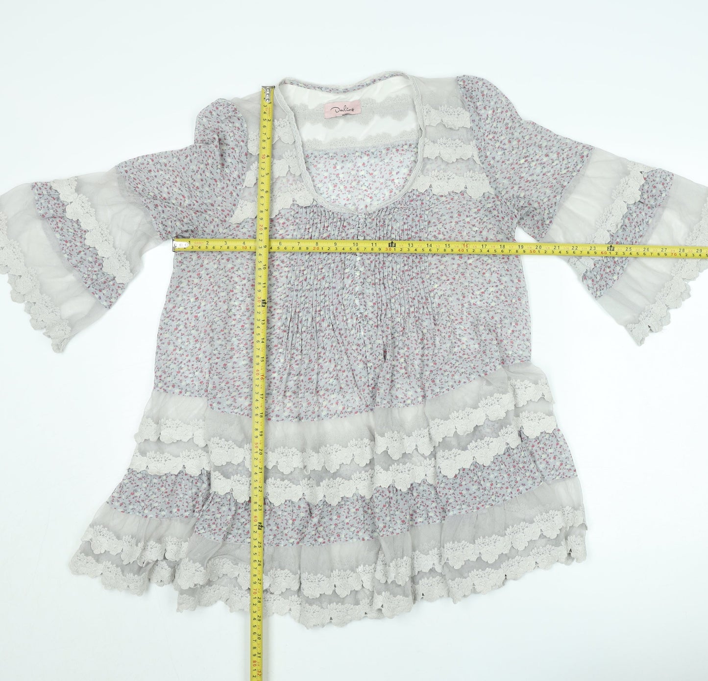 Darling Womens Multicoloured Floral Lace Trim Tunic Blouse M