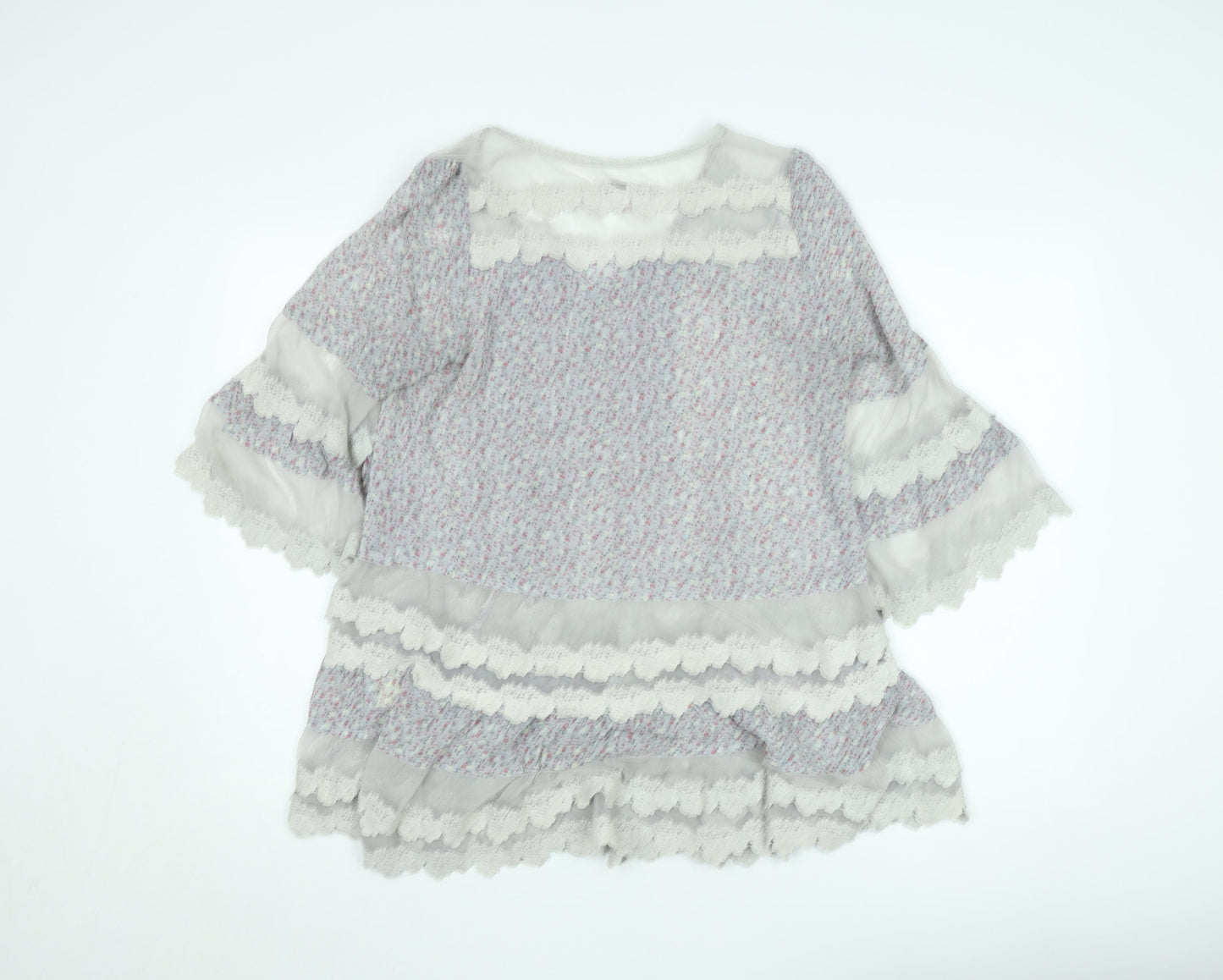 Darling Womens Multicoloured Floral Lace Trim Tunic Blouse M