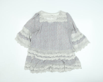 Darling Womens Multicoloured Floral Lace Trim Tunic Blouse M