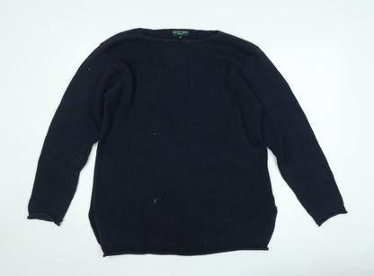 Racing Green Men's Blue Cotton Crew Neck Jumper Size L