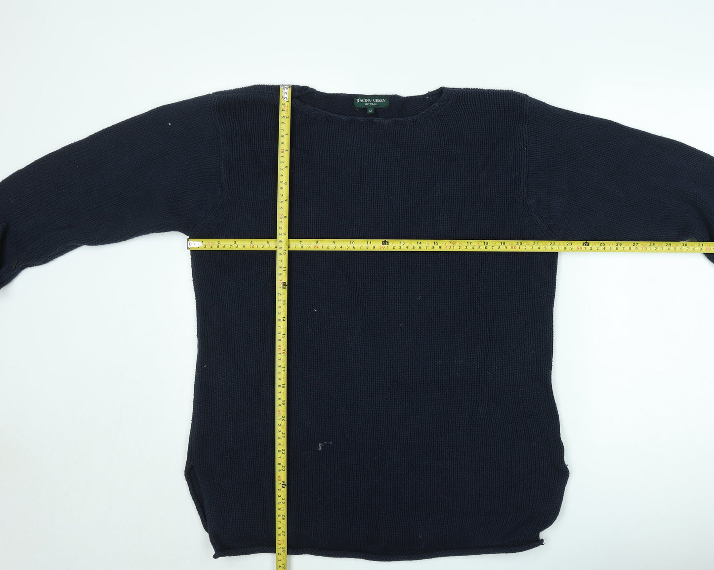 Racing Green Men's Blue Cotton Crew Neck Jumper Size L