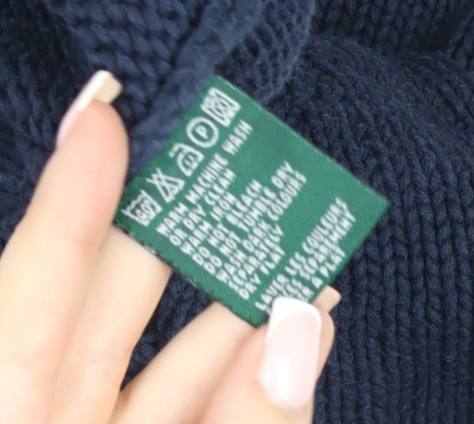 Racing Green Men's Blue Cotton Crew Neck Jumper Size L