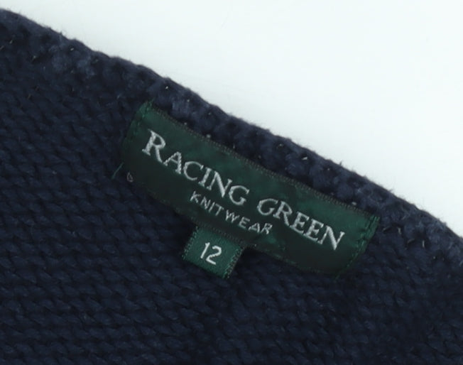 Racing Green Men's Blue Cotton Crew Neck Jumper Size L
