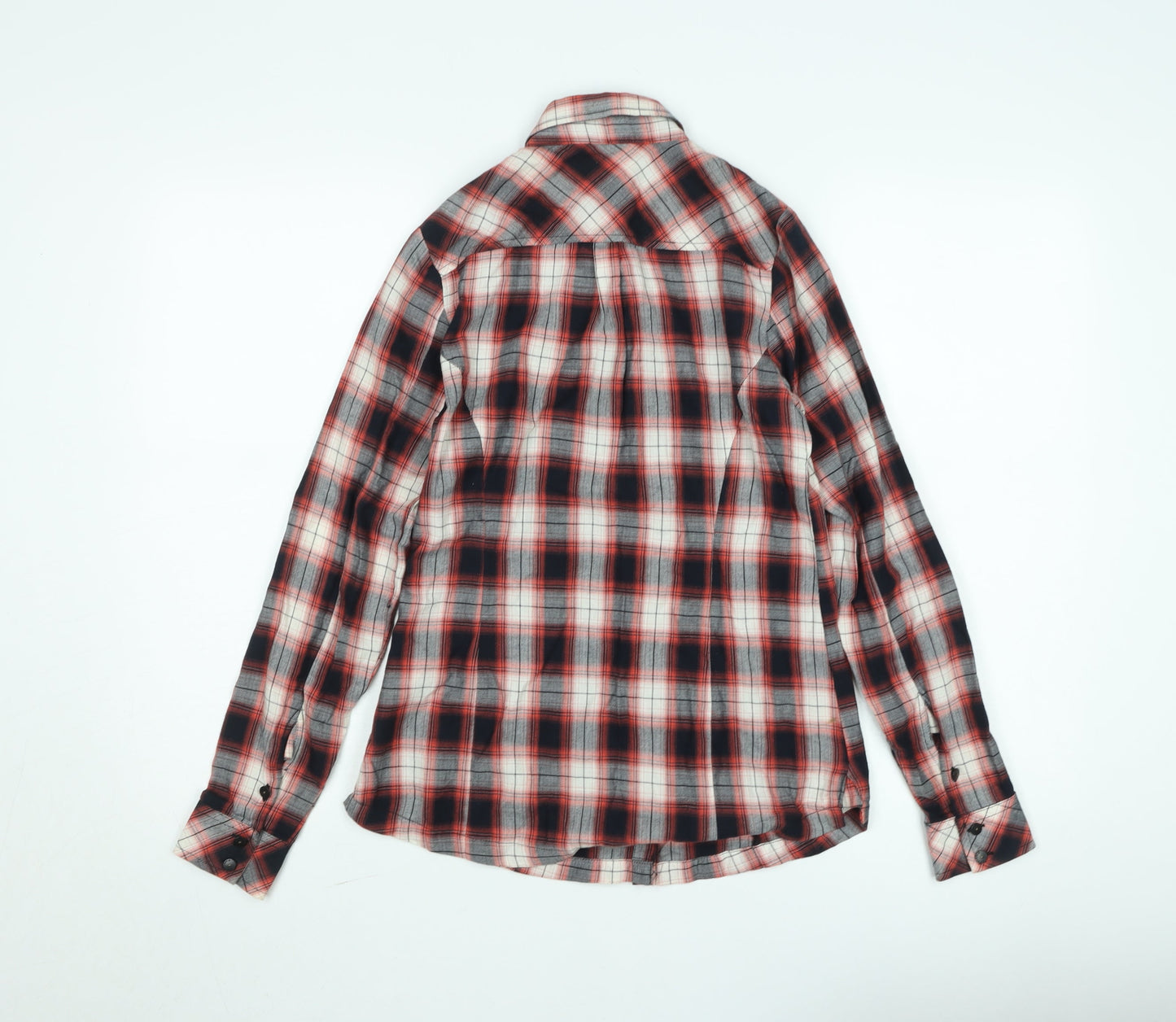 Kuyichi Womens Red Plaid Cotton Button-Up Shirt XS Long Sleeve