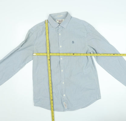 Original Penguin Men's Blue Slim Fit Striped Long Sleeve Shirt M