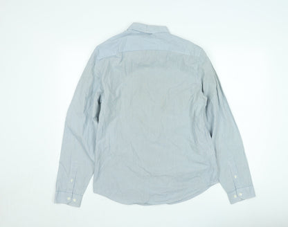Original Penguin Men's Blue Slim Fit Striped Long Sleeve Shirt M