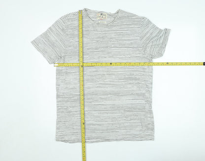 Next Unisex White Striped Slim Fit Cotton T-Shirt M