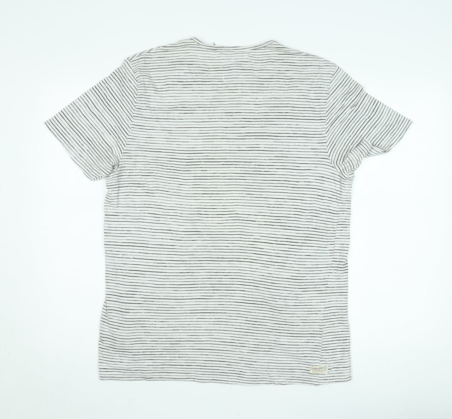 Next Unisex White Striped Slim Fit Cotton T-Shirt M