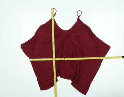 Brezza Womens Red V-Neck Relaxed Camisole Tank Top Size L