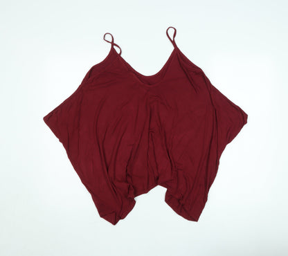 Brezza Womens Red V-Neck Relaxed Camisole Tank Top Size L