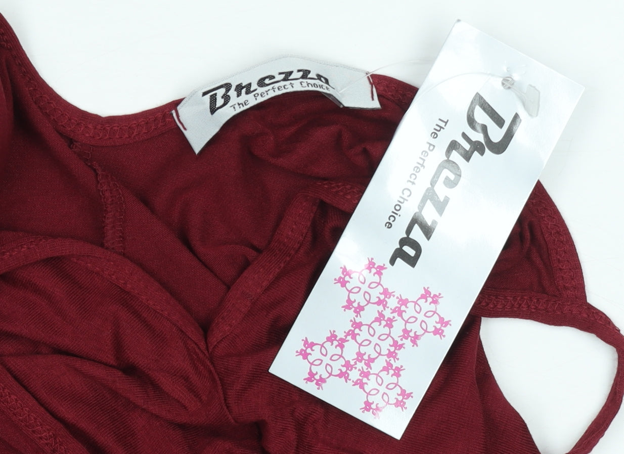 Brezza Womens Red V-Neck Relaxed Camisole Tank Top Size L