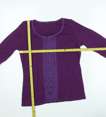 Planet Women's Purple 3/4 Sleeve Button Pleated Tunic Blouse Size 12