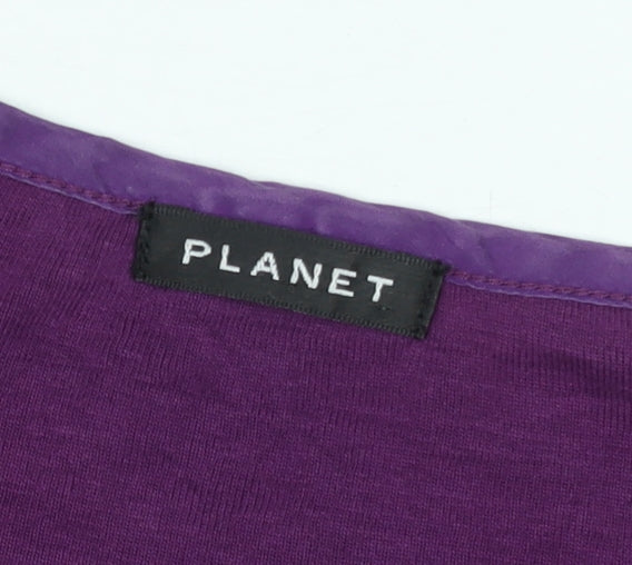 Planet Women's Purple 3/4 Sleeve Button Pleated Tunic Blouse Size 12