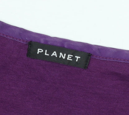 Planet Women's Purple 3/4 Sleeve Button Pleated Tunic Blouse Size 12