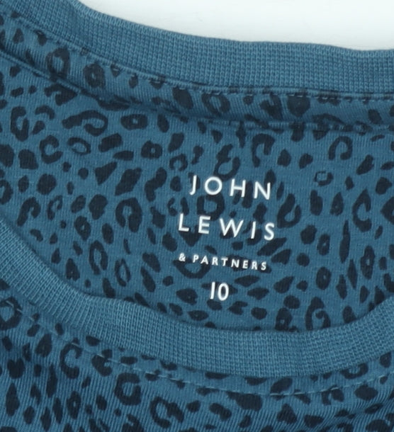 John Lewis & Partners Women Blue Animal Print Tunic Top Size 10