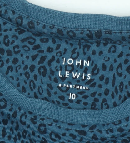 John Lewis & Partners Women Blue Animal Print Tunic Top Size 10