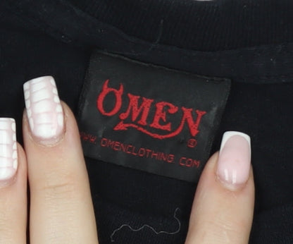 Omen Men's Black Tribal Graphic Short Sleeve T-Shirt Size M