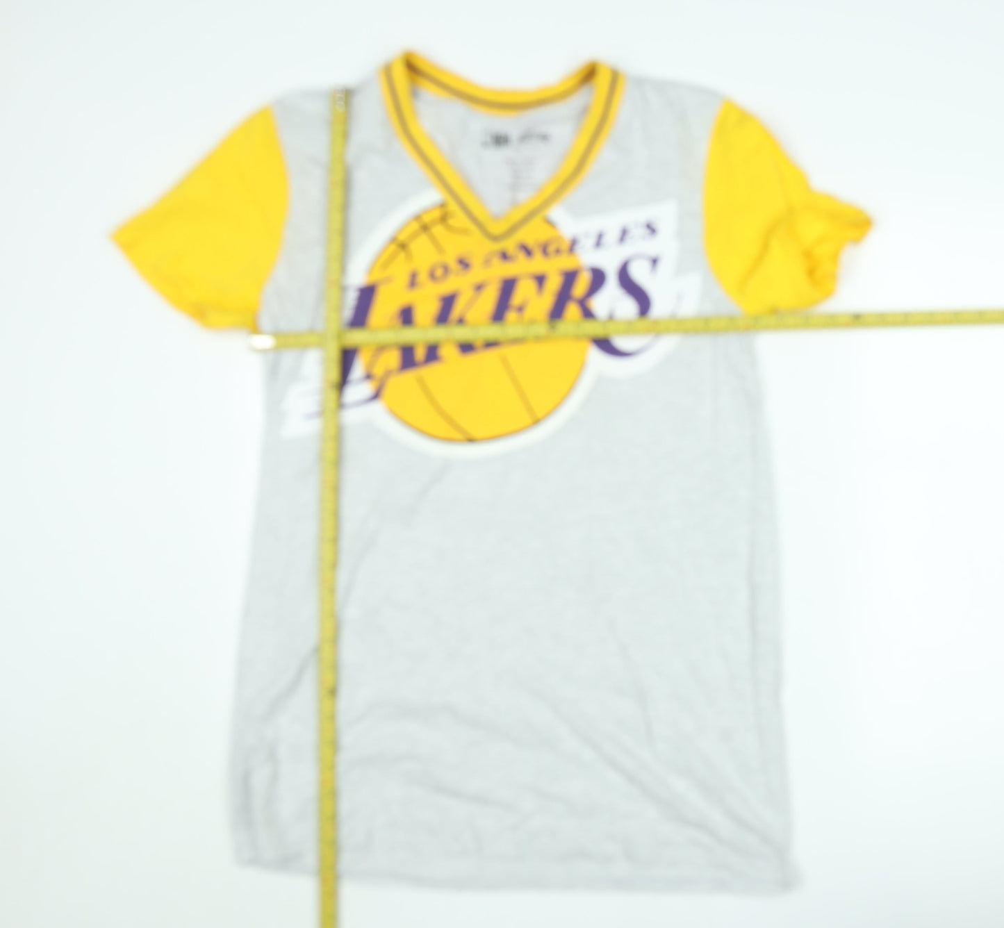 NBA Los Angeles Lakers Grey & Yellow V-Neck Men's T-Shirt Small