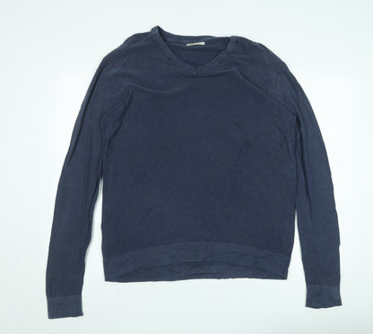 H.E. by Mango Men's Blue Cotton V-Neck Jumper Size L